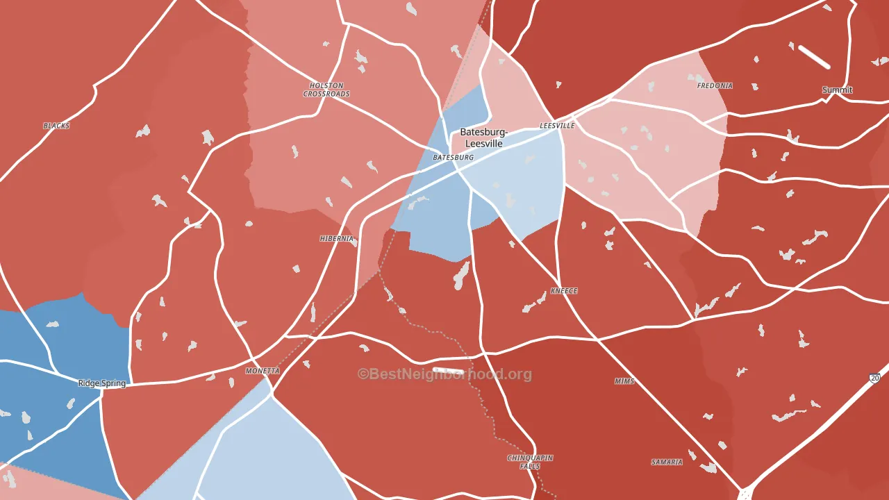 Batesburg, SC block-group political-lean map