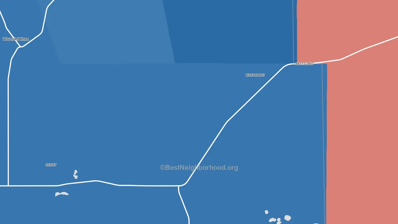 Batesland, SD block-group political-lean map