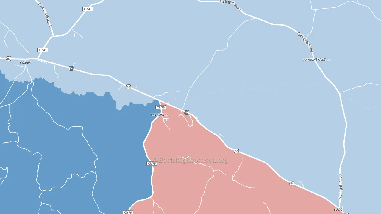 Batesville, AL block-group political-lean map