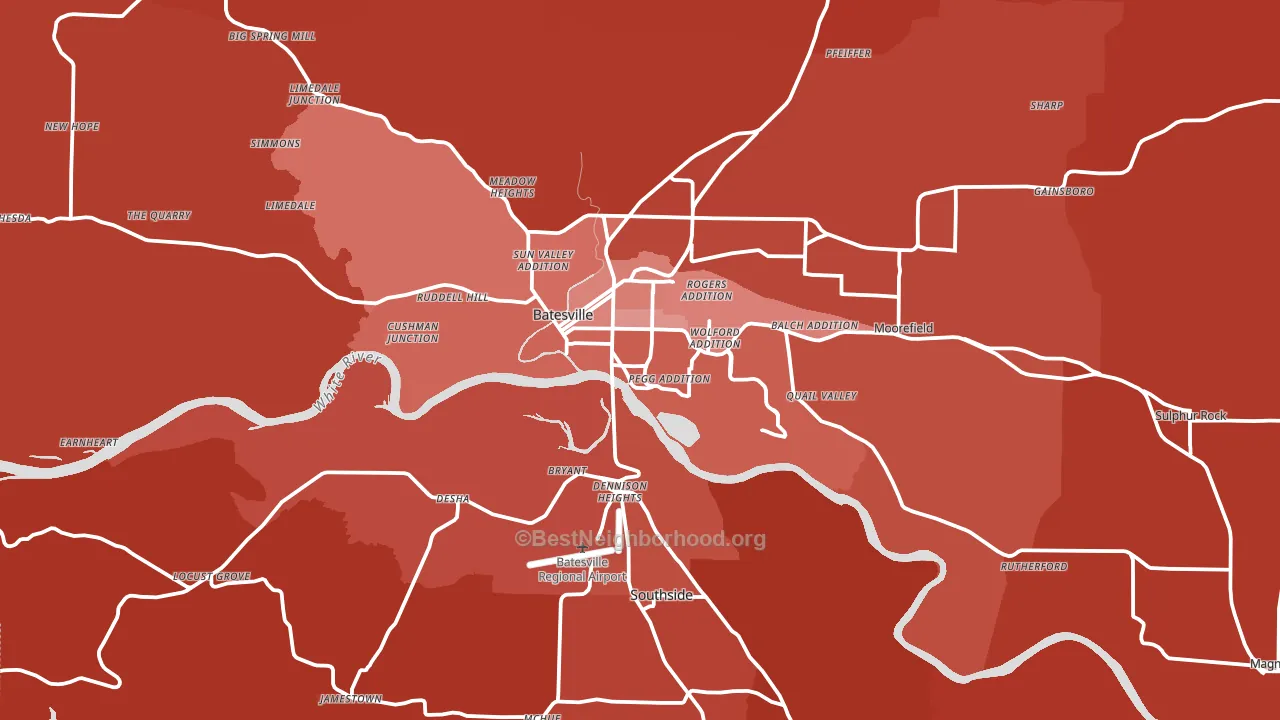Batesville, AR block-group political-lean map