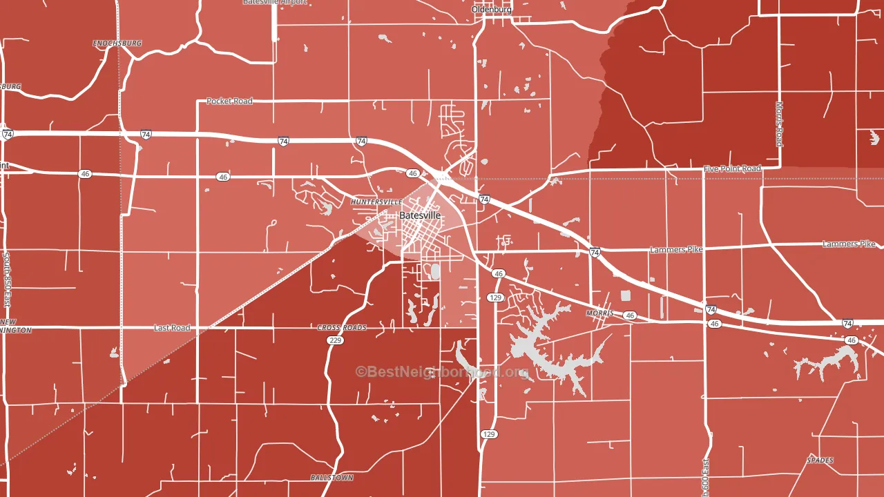 Batesville, IN block-group political-lean map
