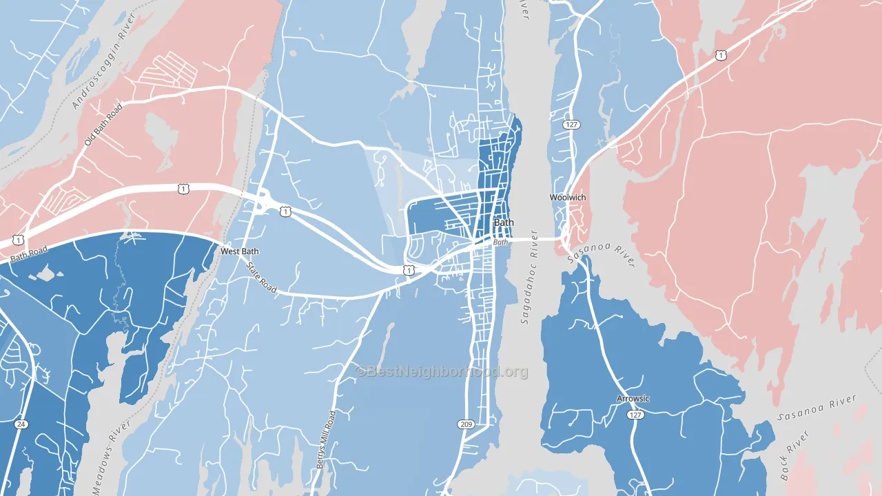 Bath, ME block-group political-lean map