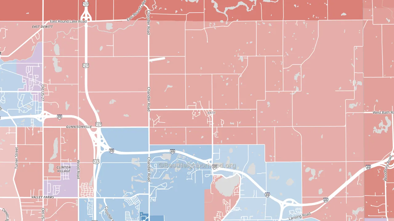 Bath, MI block-group political-lean map