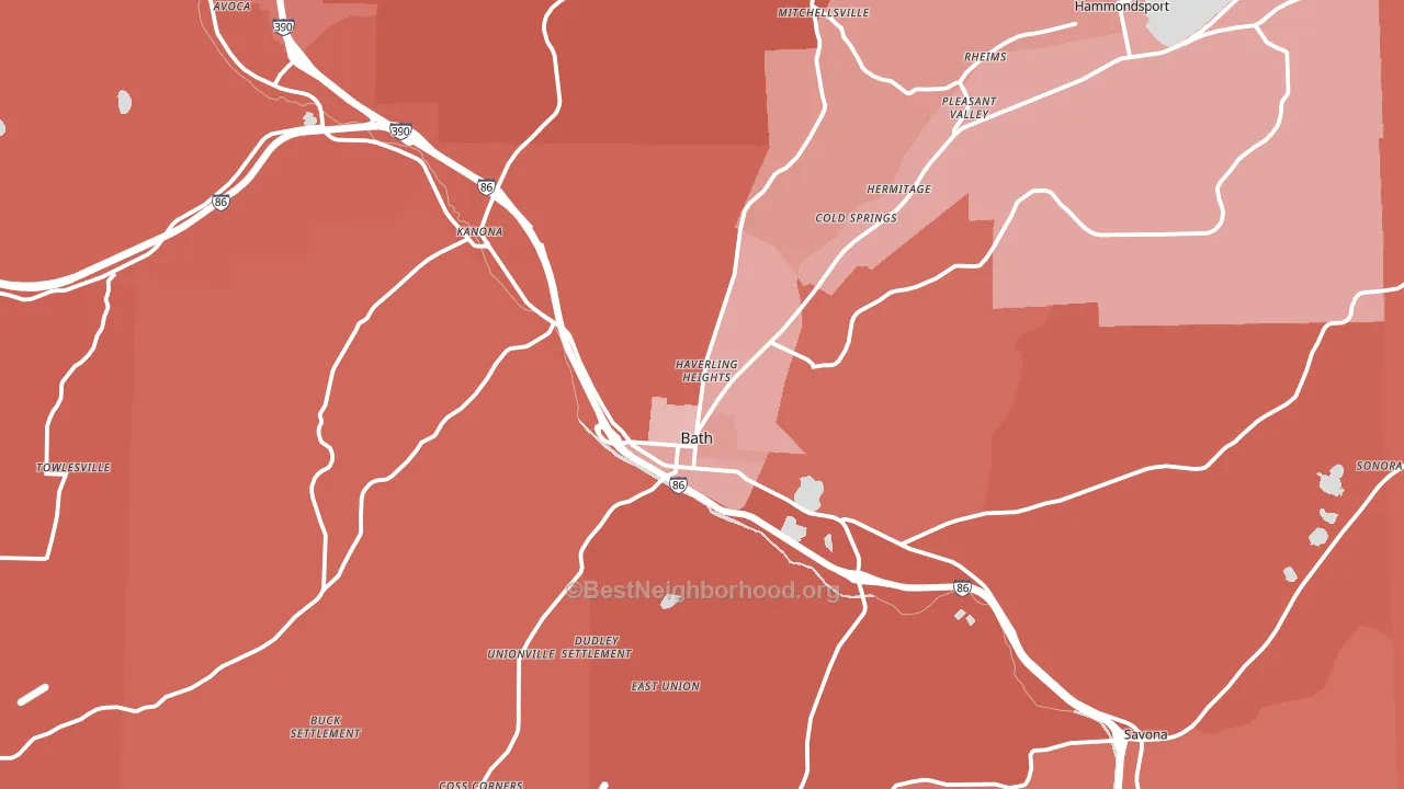 Bath, NY block-group political-lean map