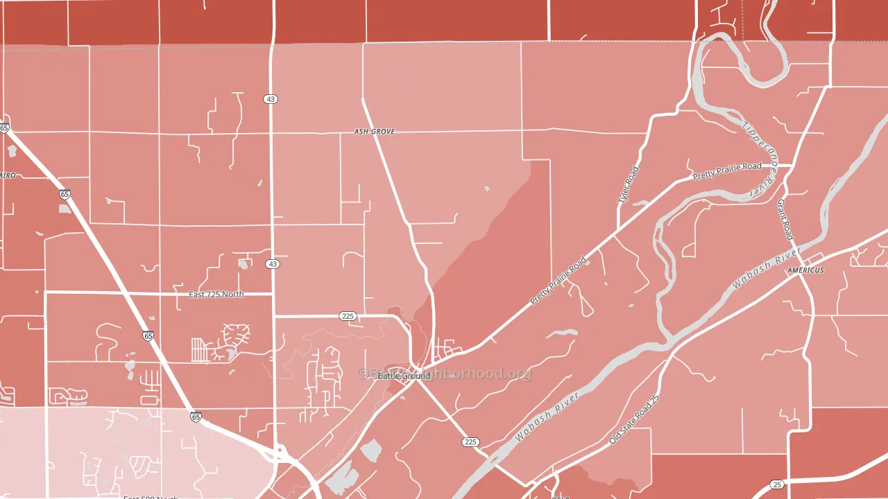 Battle Ground, IN block-group political-lean map