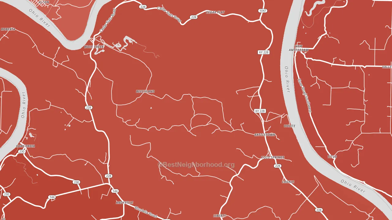 Battletown, KY block-group political-lean map
