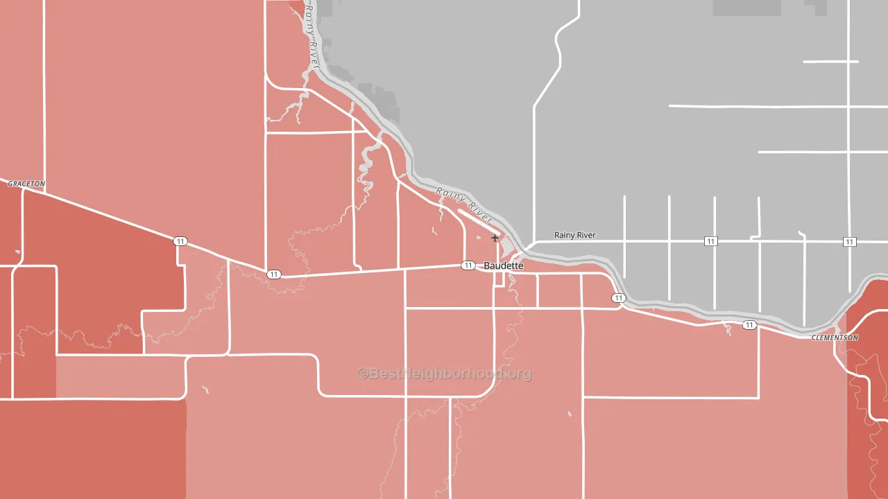 Baudette, MN block-group political-lean map