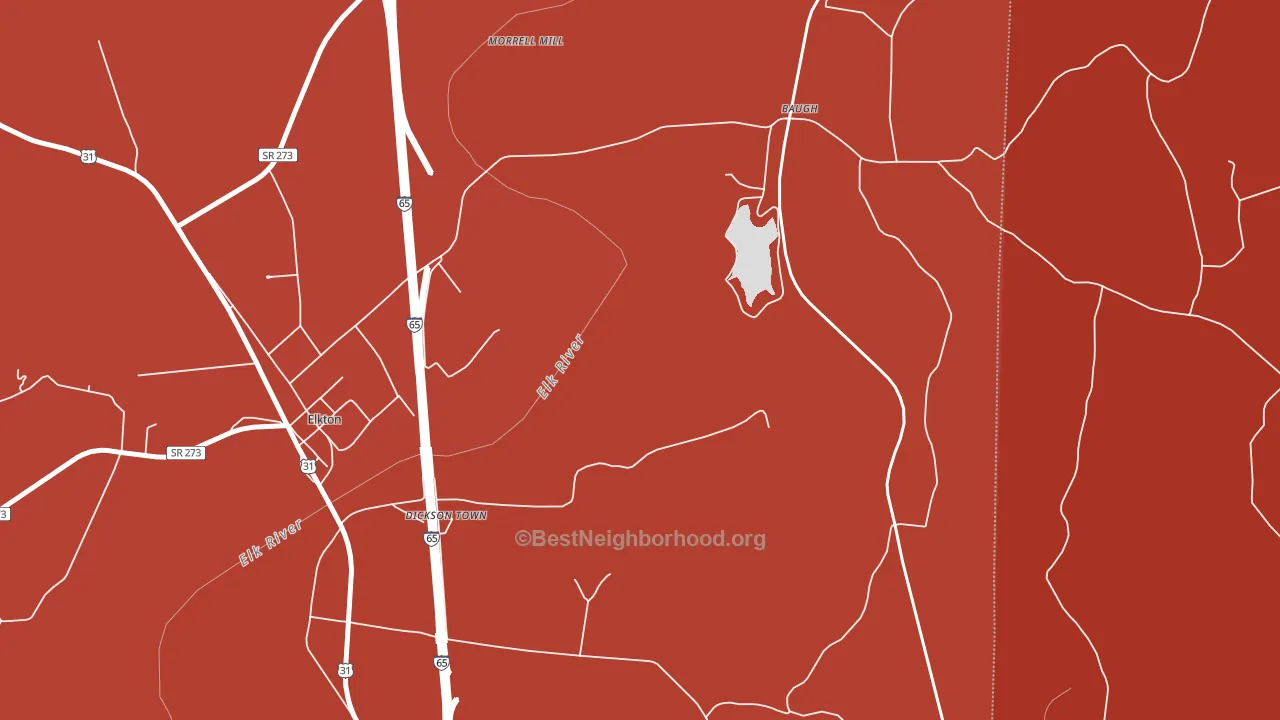Baugh, TN block-group political-lean map