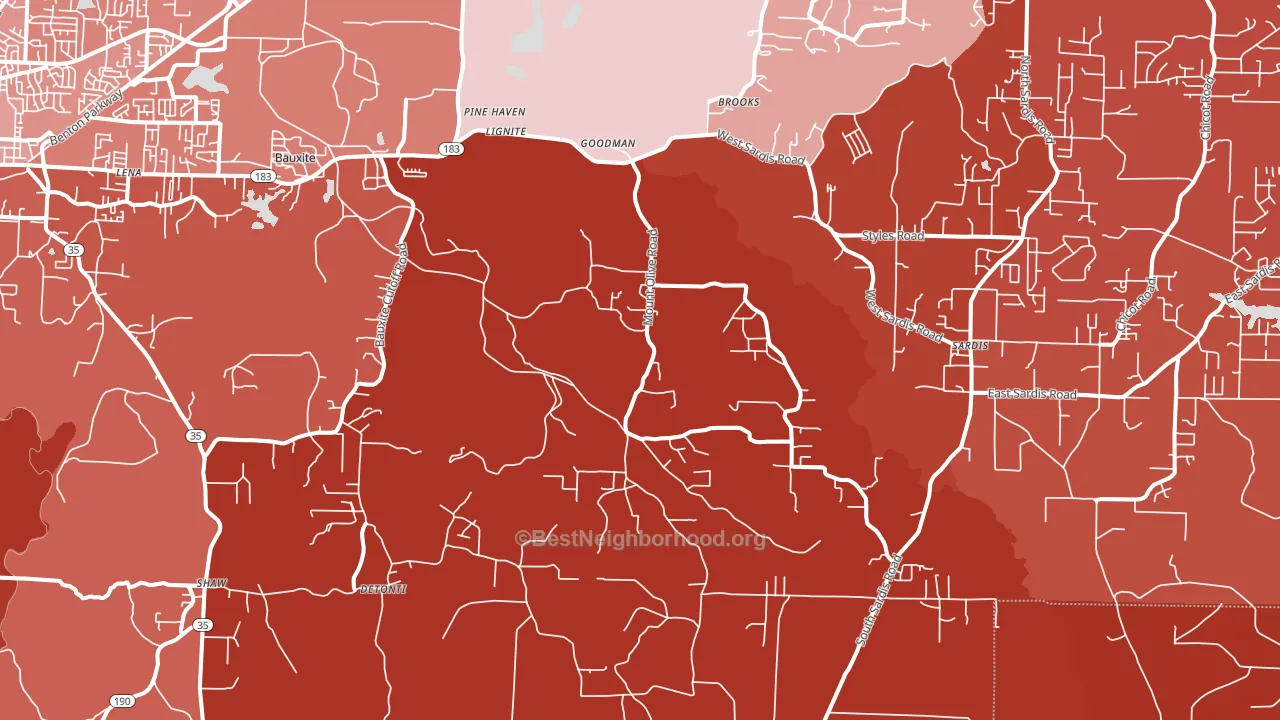 Bauxite, AR block-group political-lean map