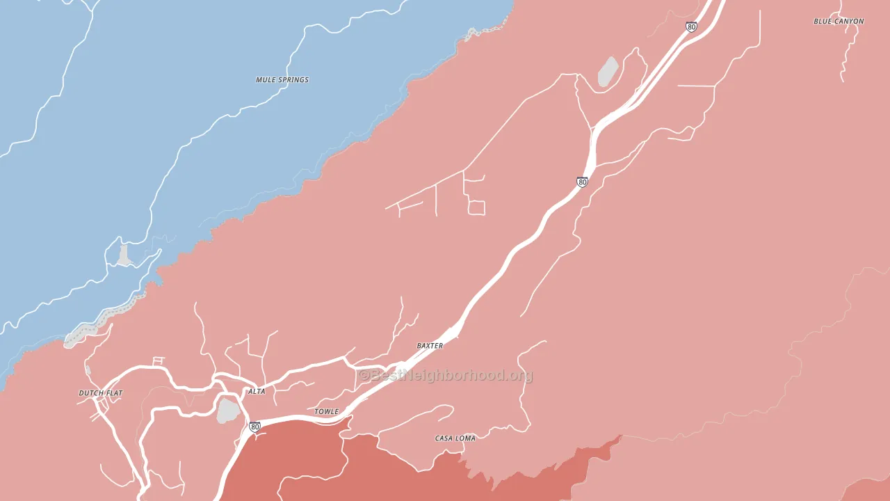 Baxter, CA block-group political-lean map