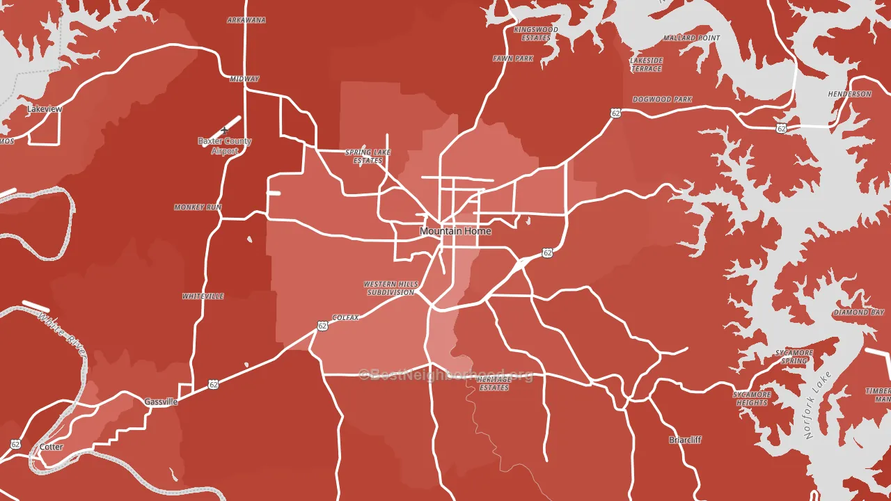 Baxter County, AR block-group political-lean map
