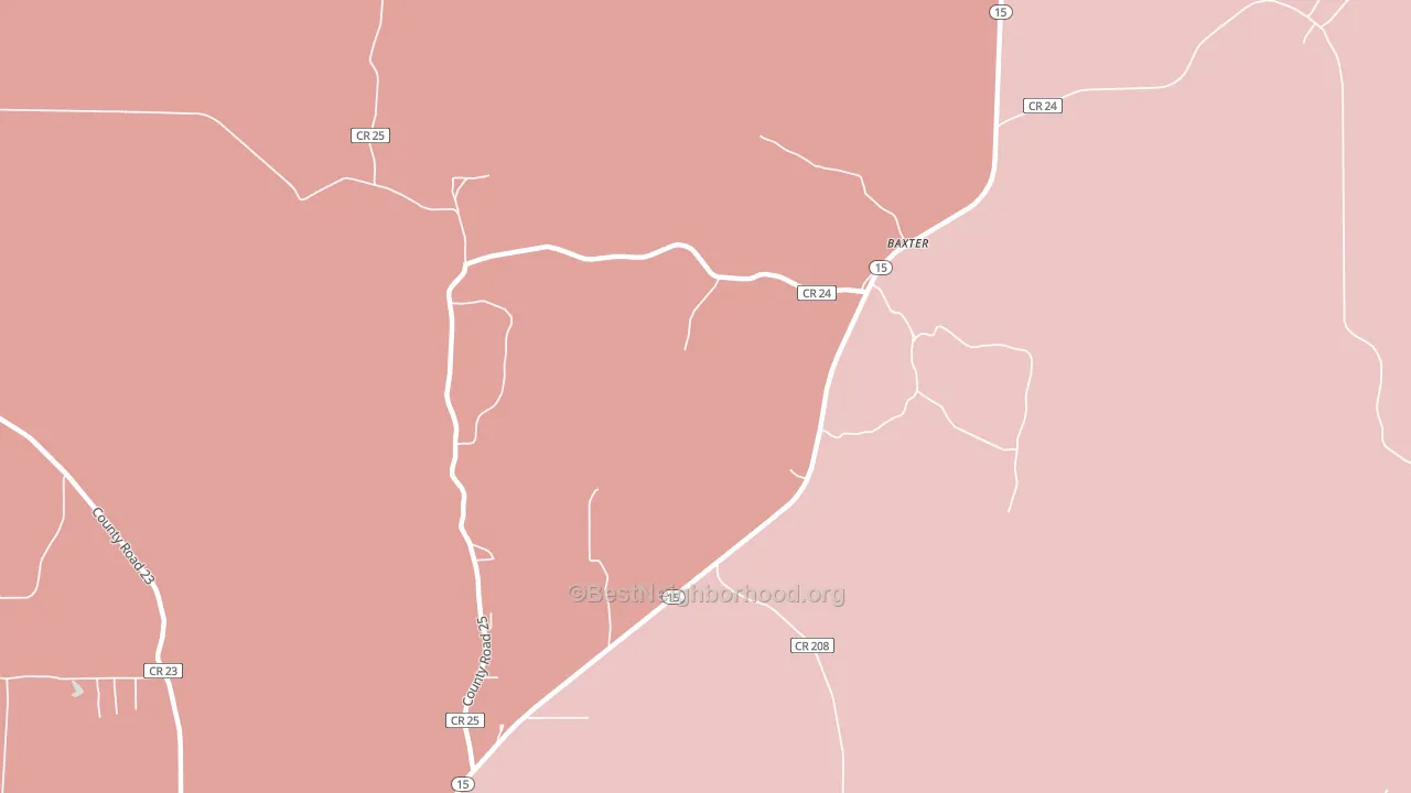Baxter, MS block-group political-lean map