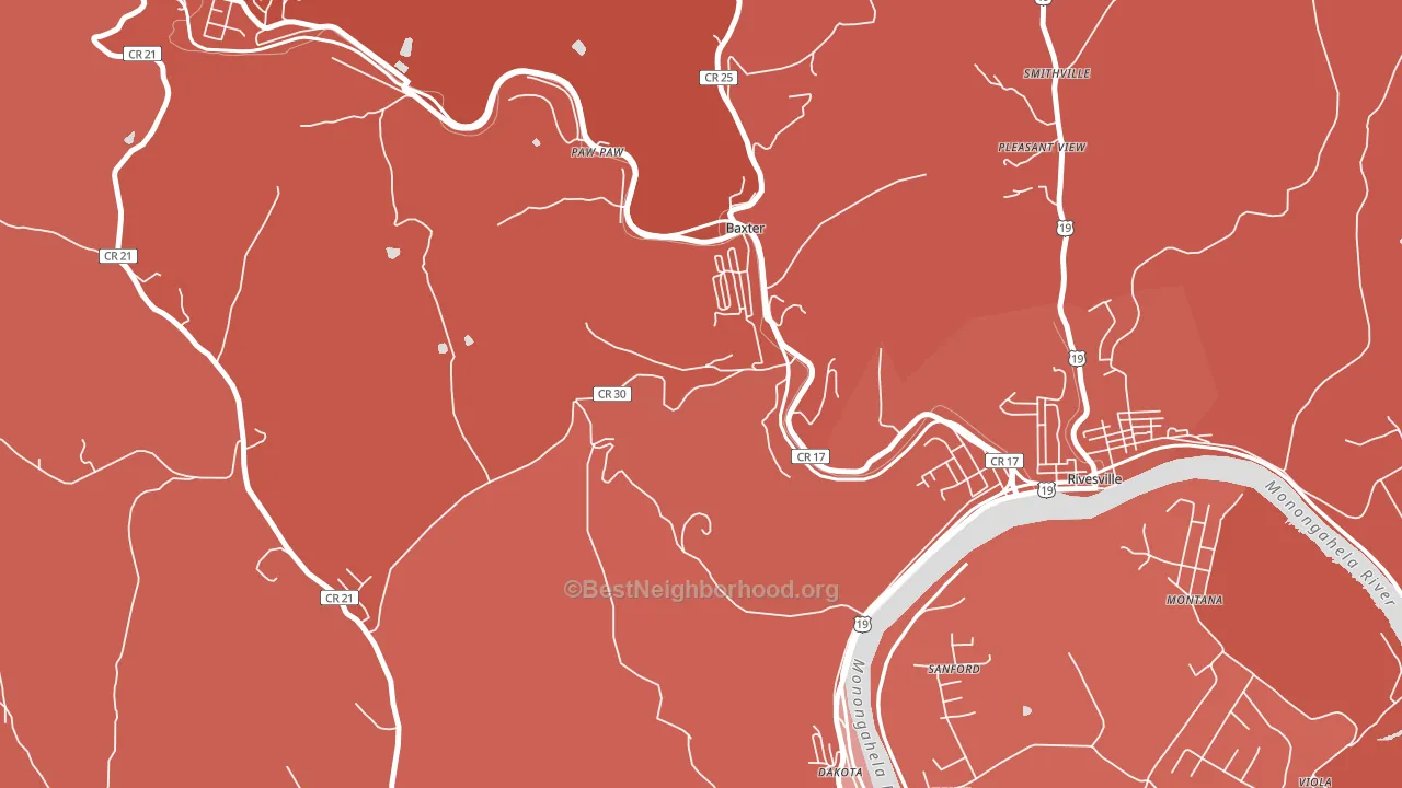 Baxter, WV block-group political-lean map