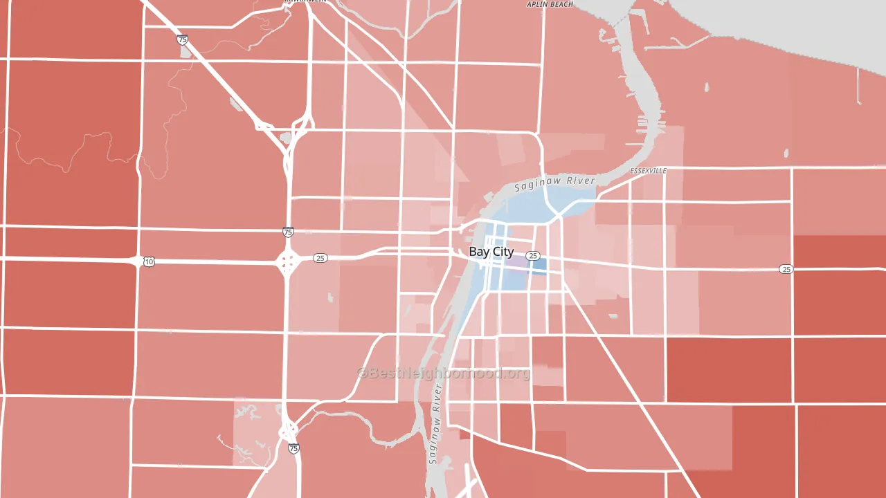 Bay City, MI block-group political-lean map