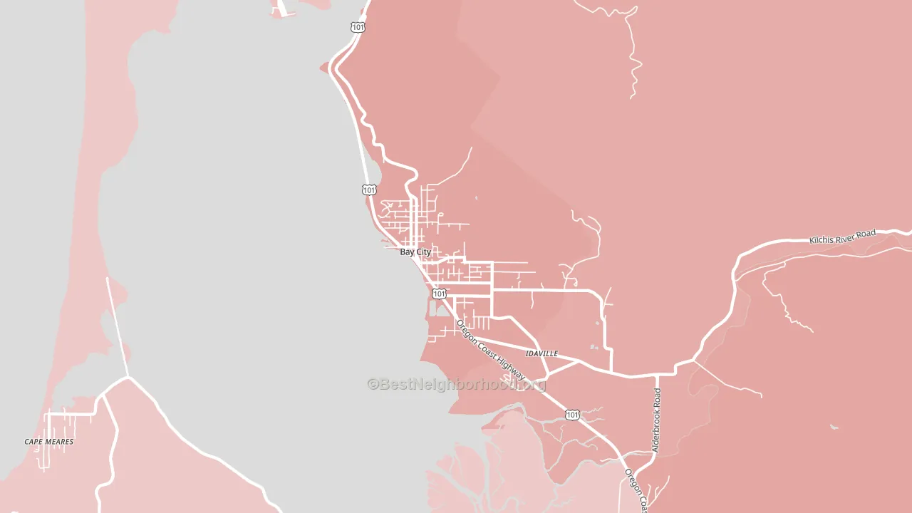 Bay City, OR block-group political-lean map