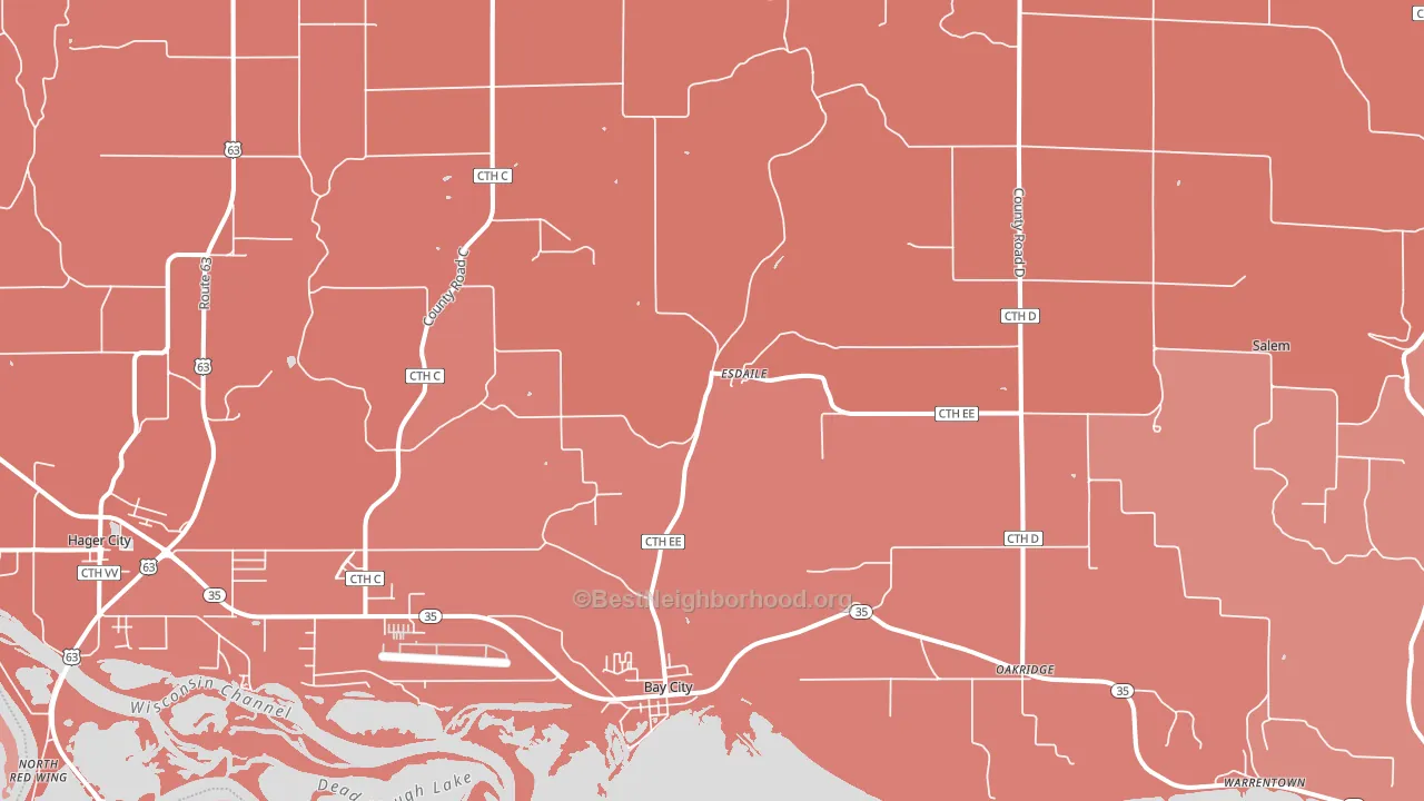 Bay City, WI block-group political-lean map