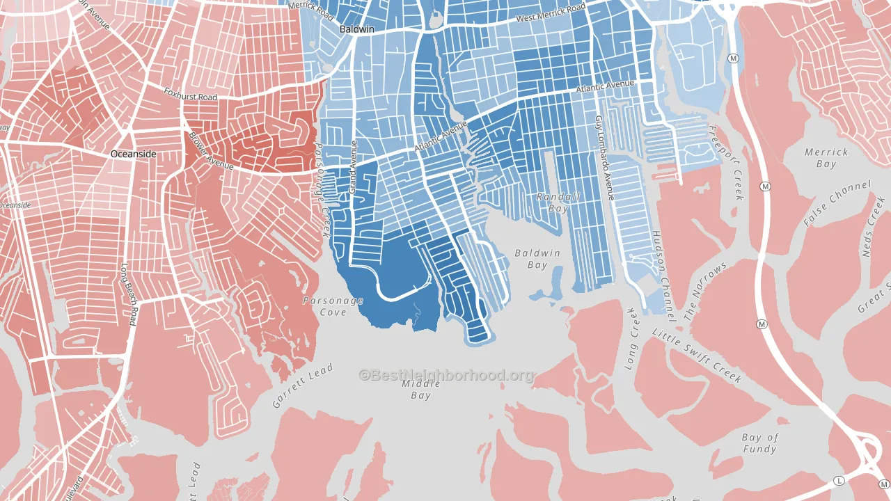 Bay Colony, Baldwin Harbor, NY block-group political-lean map