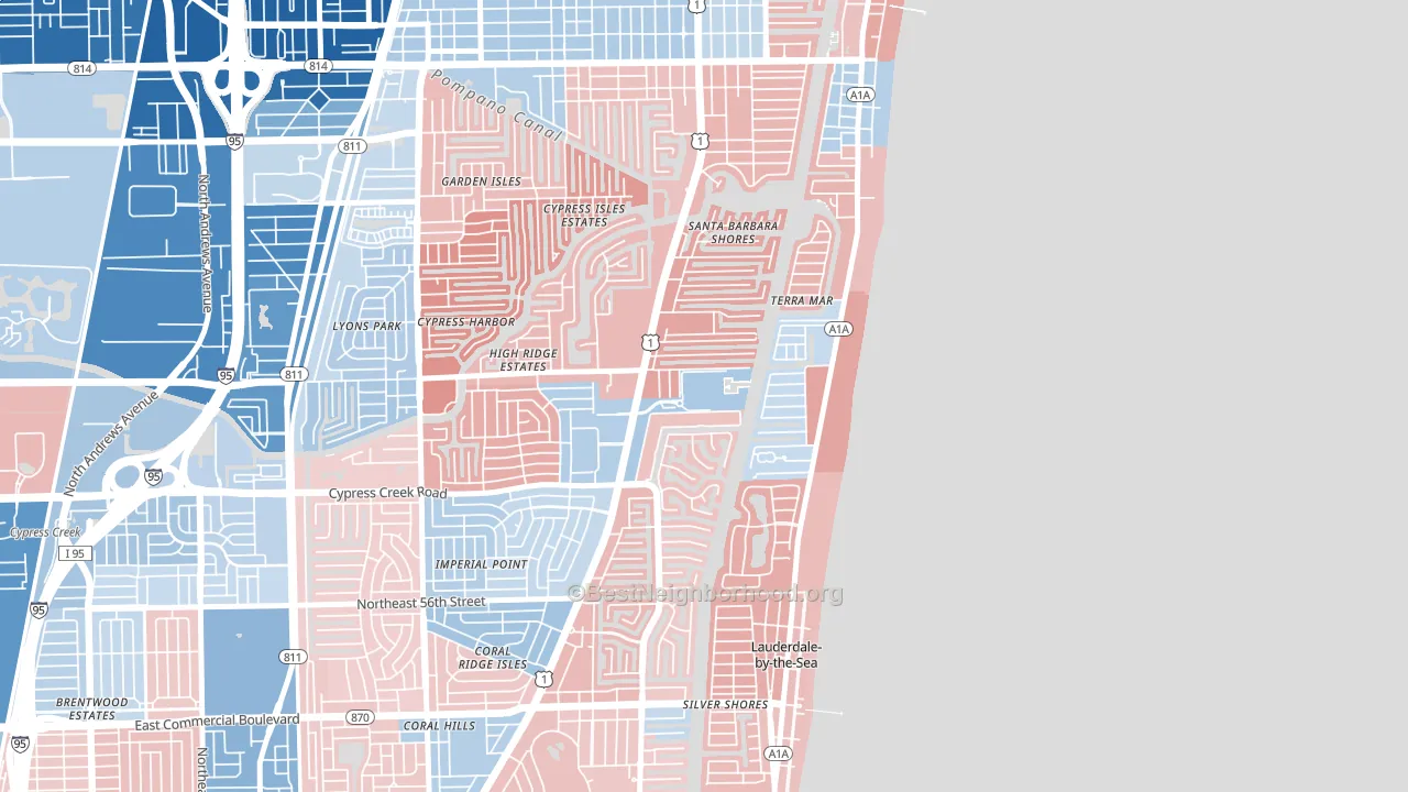 Bay Colony, Fort Lauderdale, FL block-group political-lean map