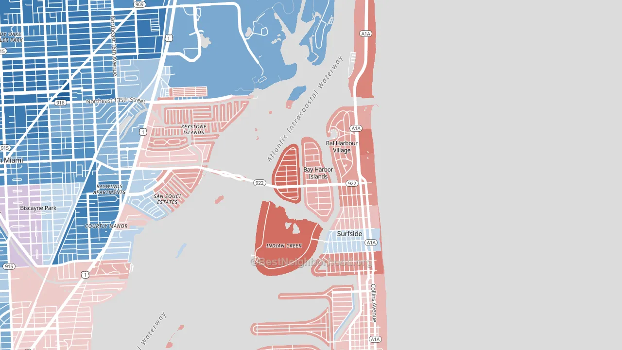 Bay Harbor Islands, FL block-group political-lean map