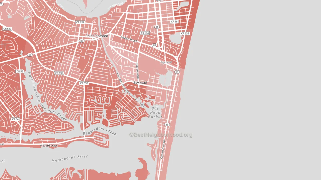 Bay Head, NJ block-group political-lean map