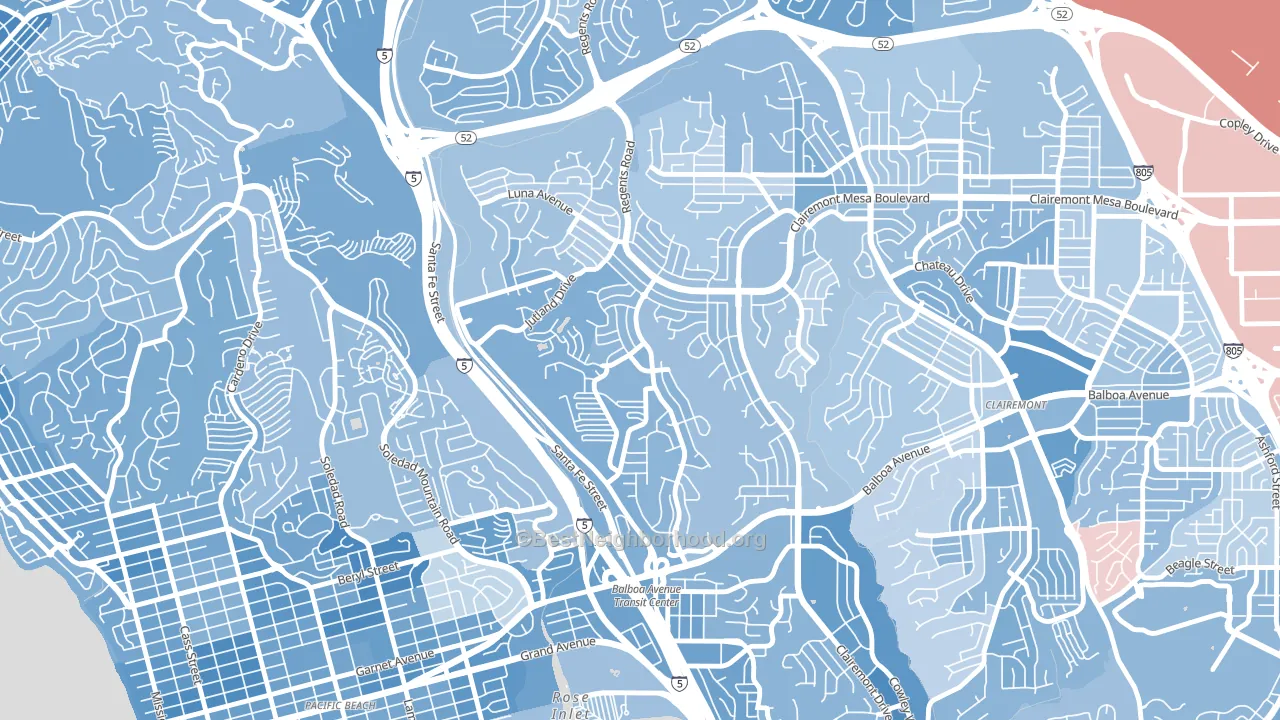 Bay Ho, San Diego, CA block-group political-lean map