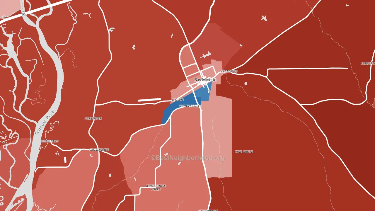 Bay Minette, AL block-group political-lean map