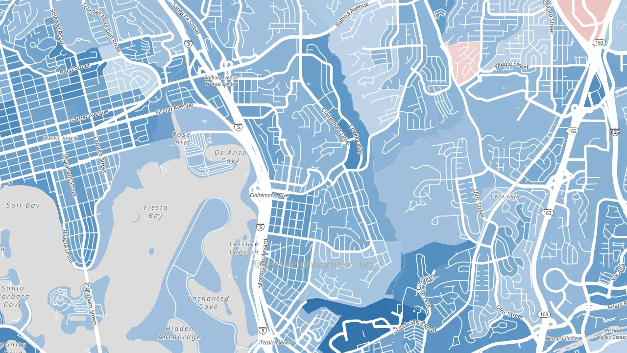 Bay Park, San Diego, CA block-group political-lean map
