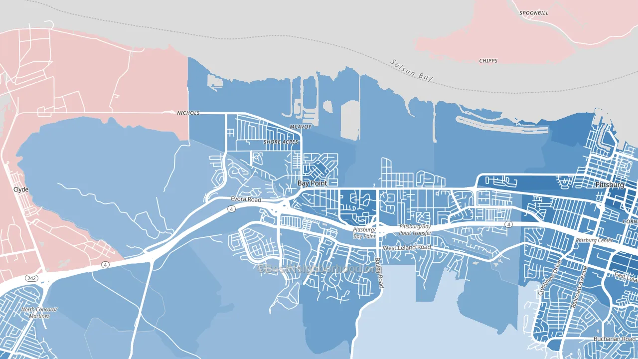 Bay Point, CA block-group political-lean map