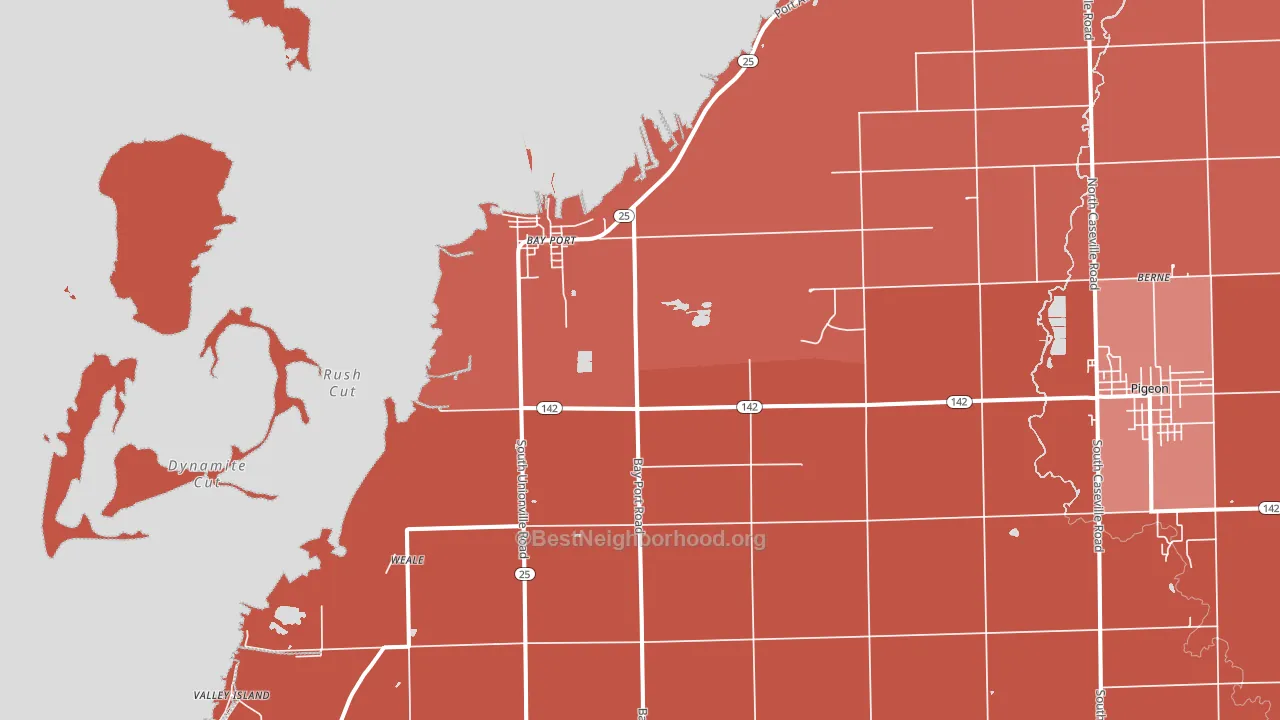 Bay Port, MI block-group political-lean map