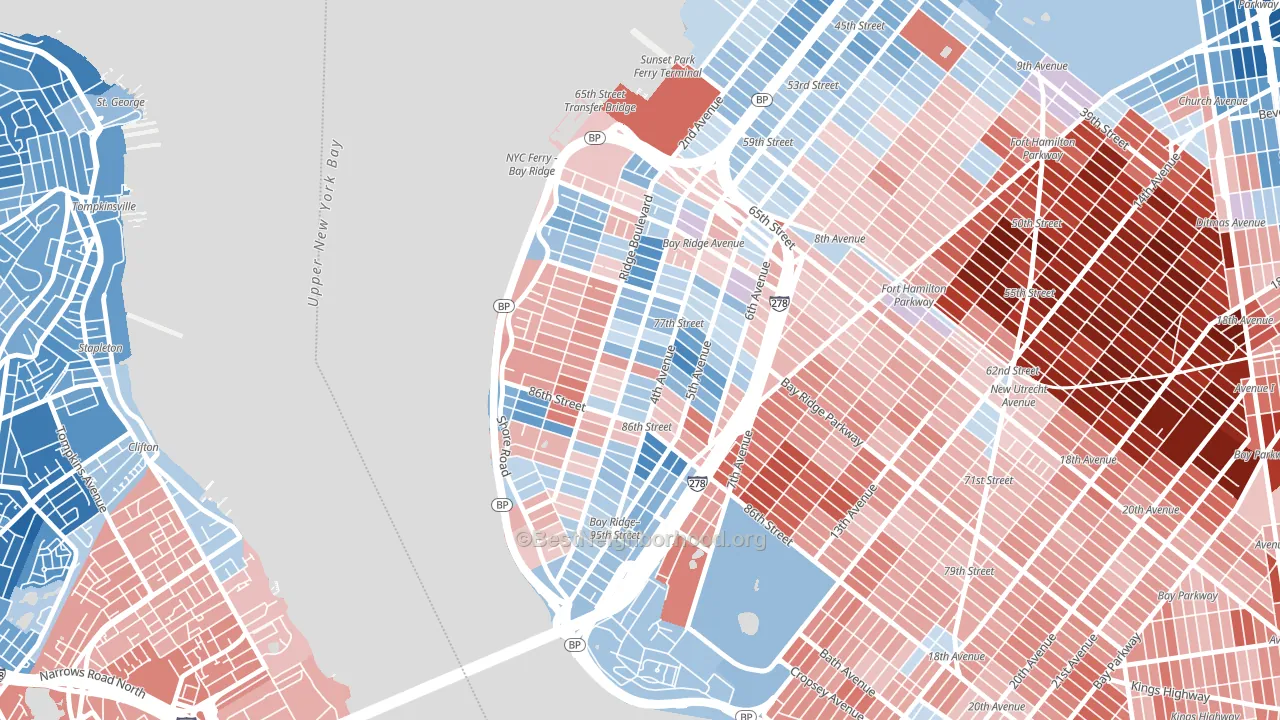 Bay Ridge-Fort Hamilton, Brooklyn, NY block-group political-lean map
