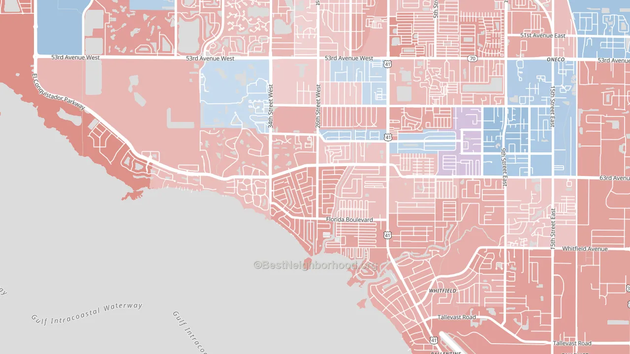 Bay Shore Gardens, Bayshore Gardens, FL block-group political-lean map