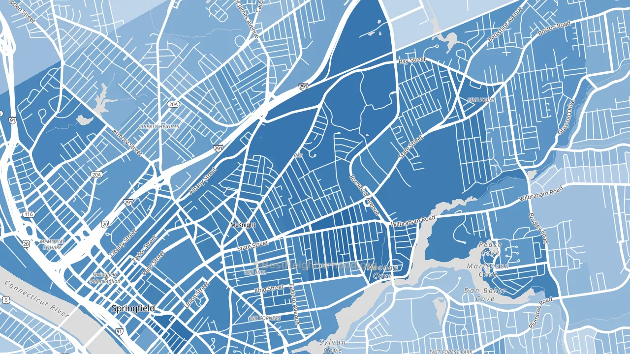 Bay, Springfield, MA block-group political-lean map