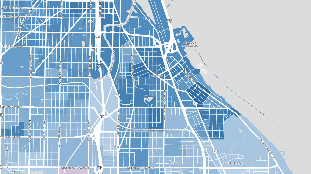 Bay View, Milwaukee, WI block-group political-lean map