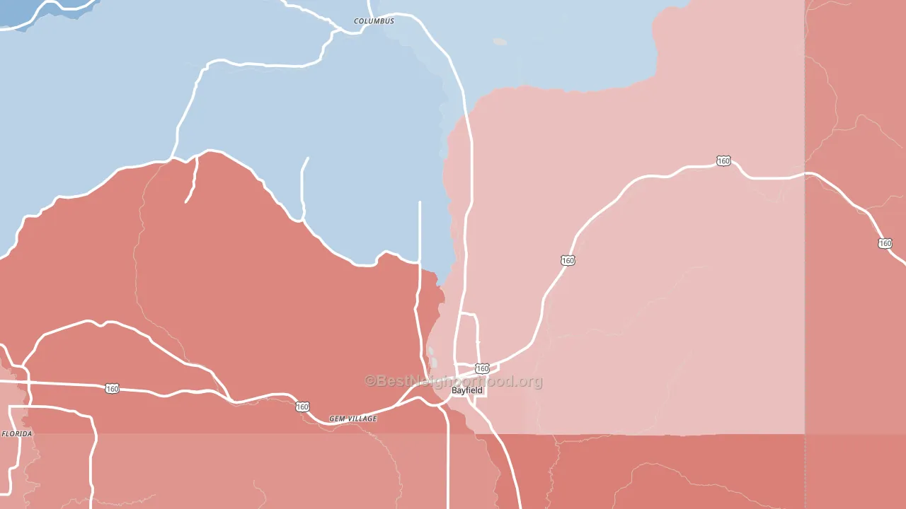 Bayfield, CO block-group political-lean map