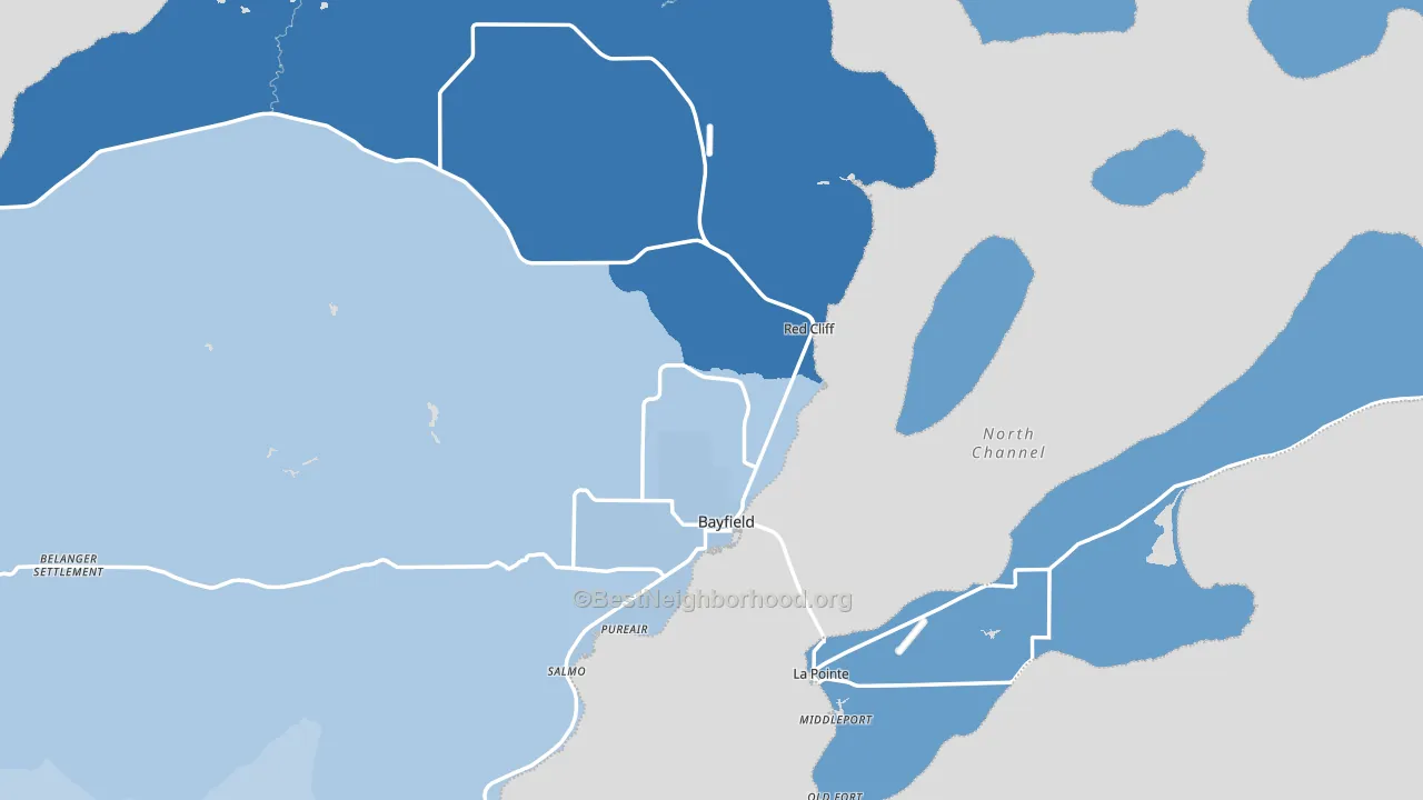 Bayfield, WI block-group political-lean map