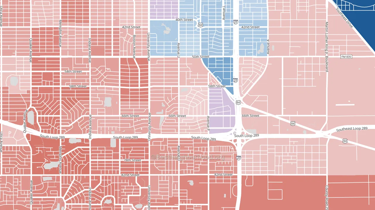 Bayless Atkins, Lubbock, TX block-group political-lean map