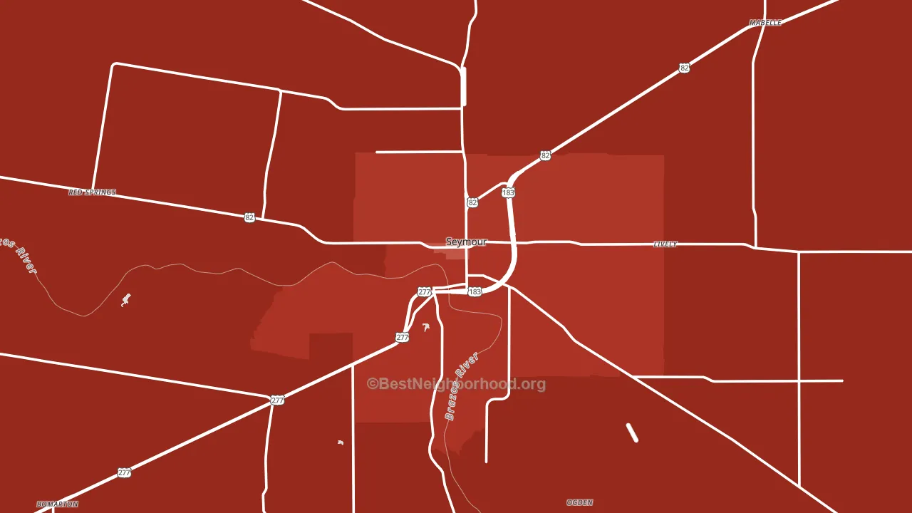 Baylor County, TX block-group political-lean map