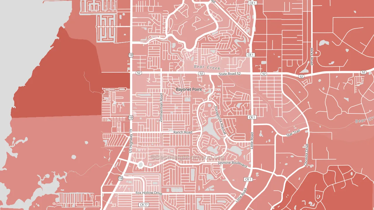Bayonet Point, FL block-group political-lean map
