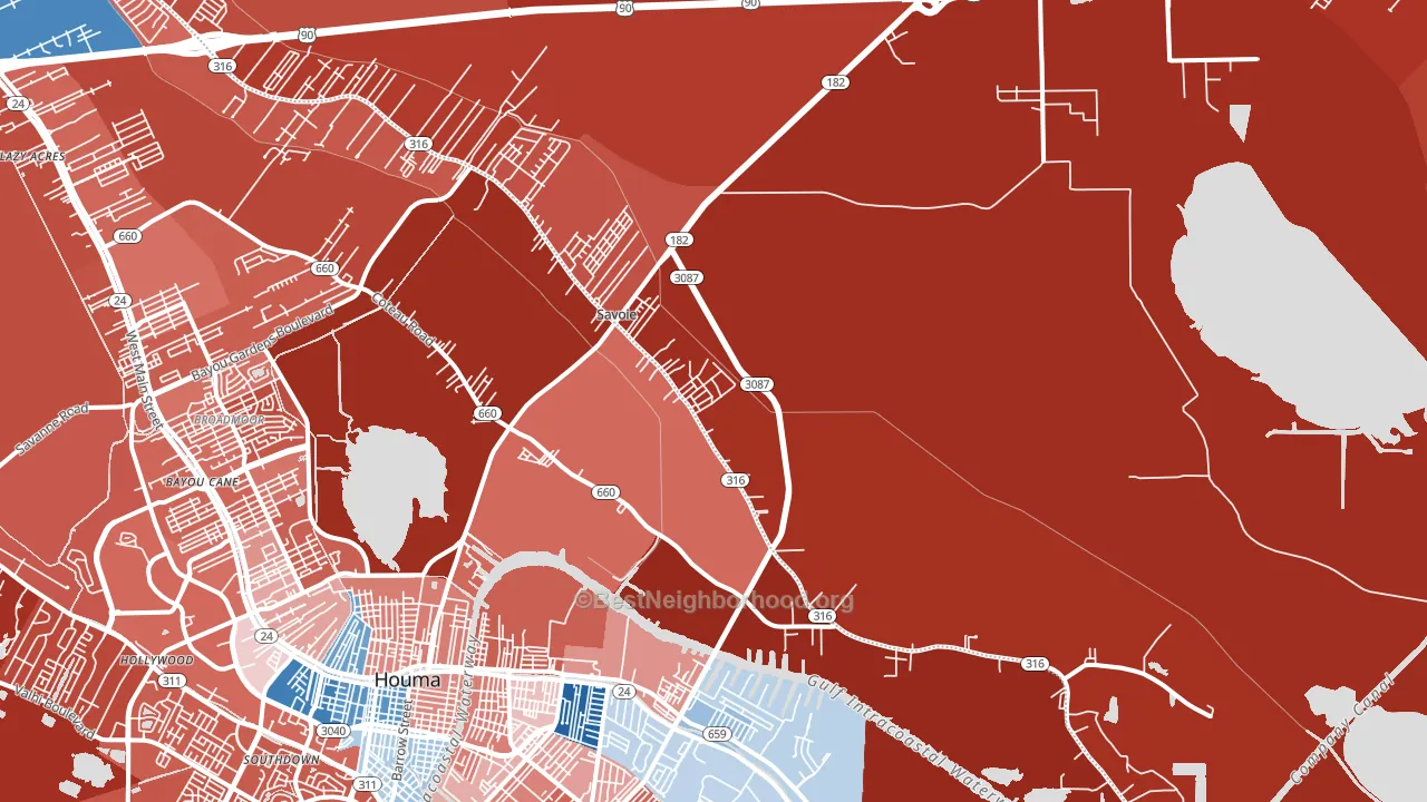 Bayou Blue, LA block-group political-lean map