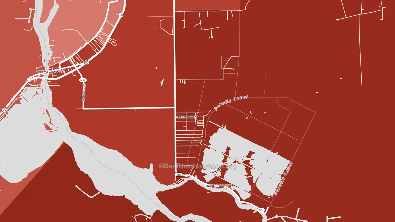 Bayou Gauche, LA block-group political-lean map