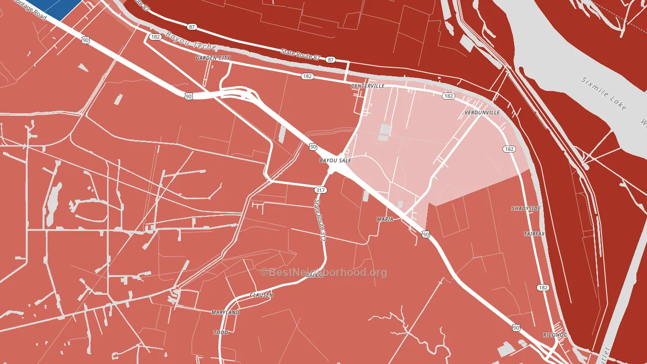 Bayou Sale, LA block-group political-lean map
