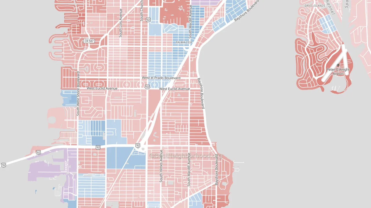 Bayshore Beautiful, Tampa, FL block-group political-lean map