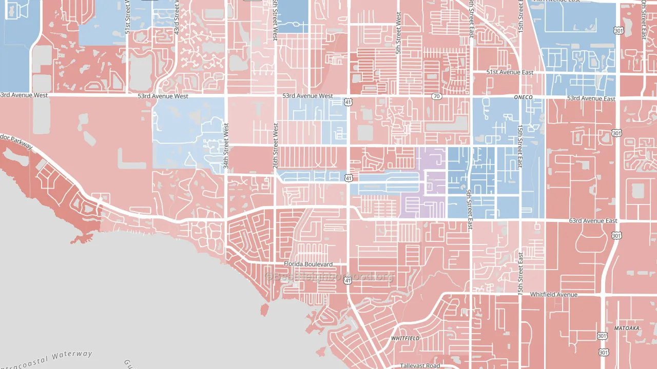 Bayshore Gardens, FL block-group political-lean map