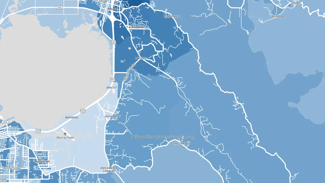 Bayside, CA block-group political-lean map