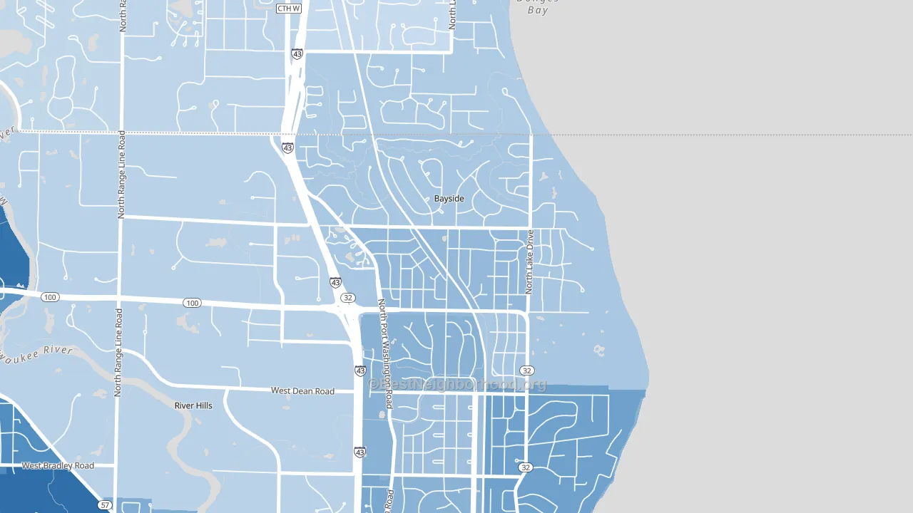 Bayside, WI block-group political-lean map