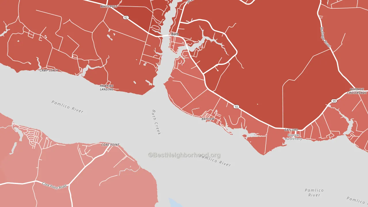 Bayview, NC block-group political-lean map