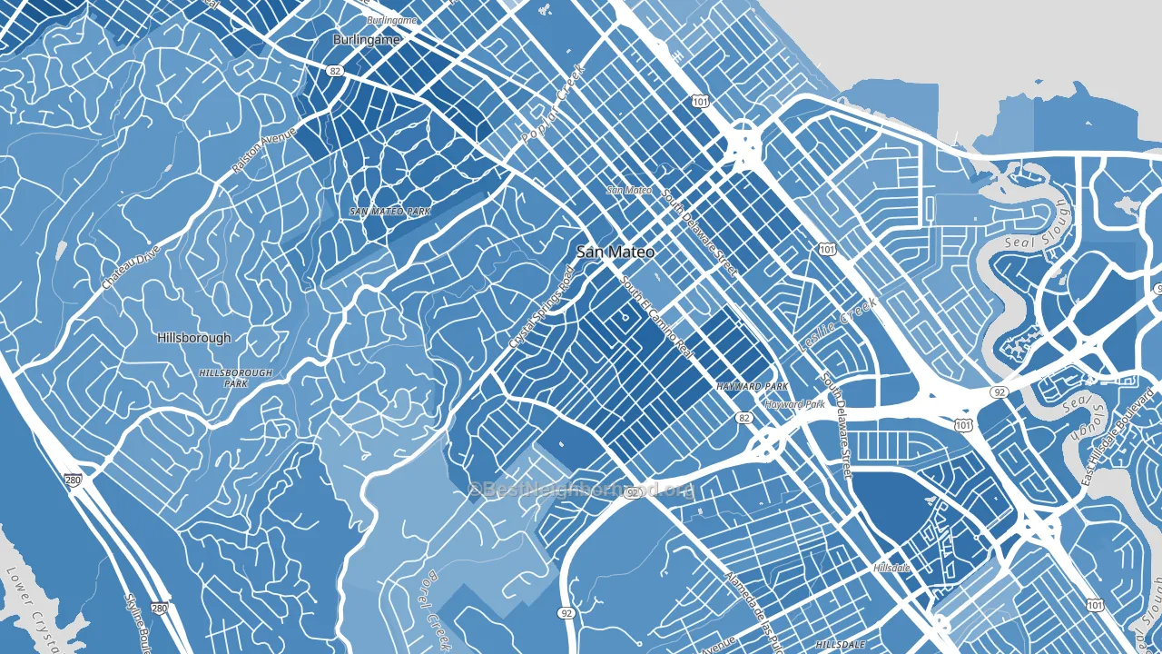 Baywood-Aragon, San Mateo, CA block-group political-lean map