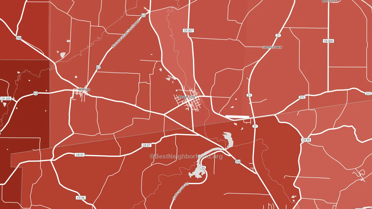 Beach City, OH block-group political-lean map