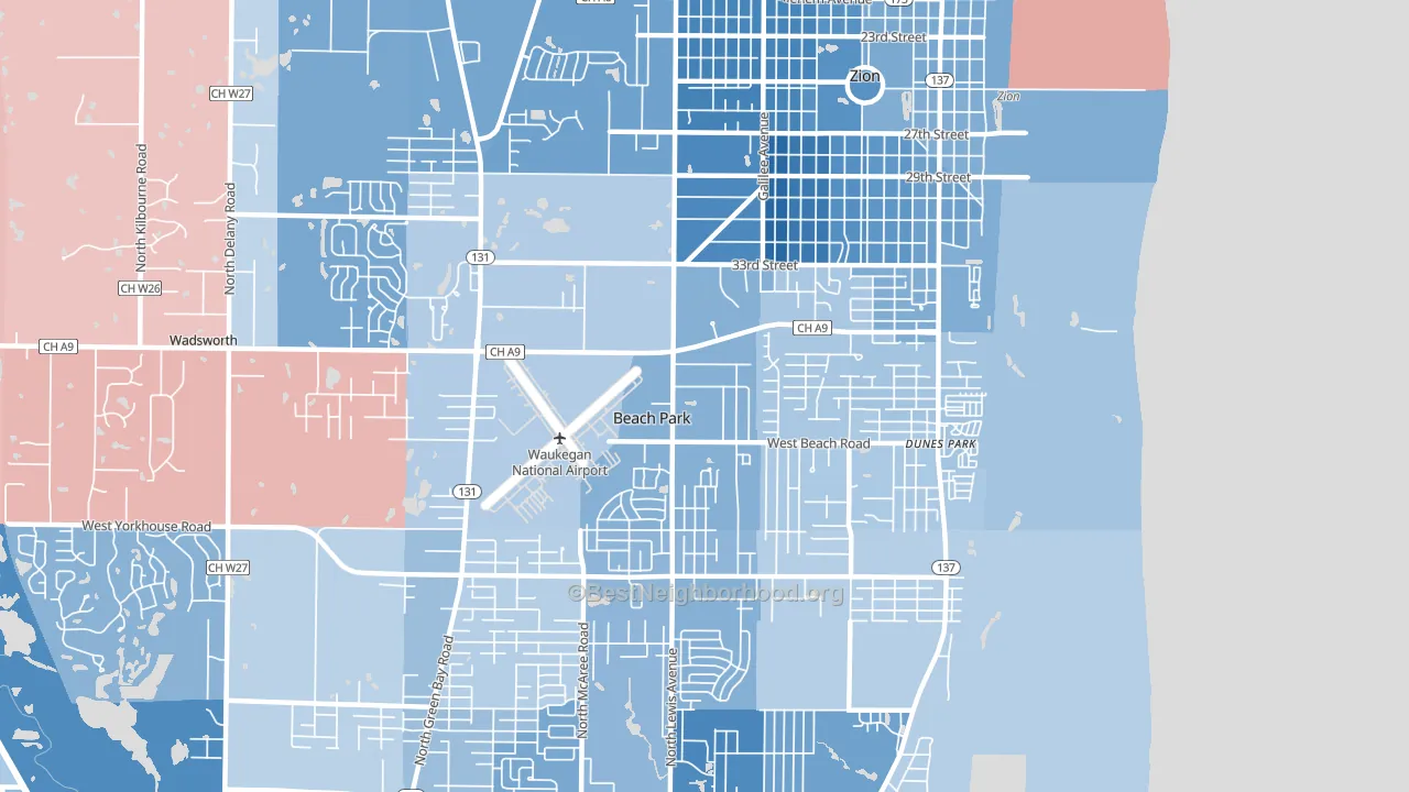 Beach Park, IL block-group political-lean map