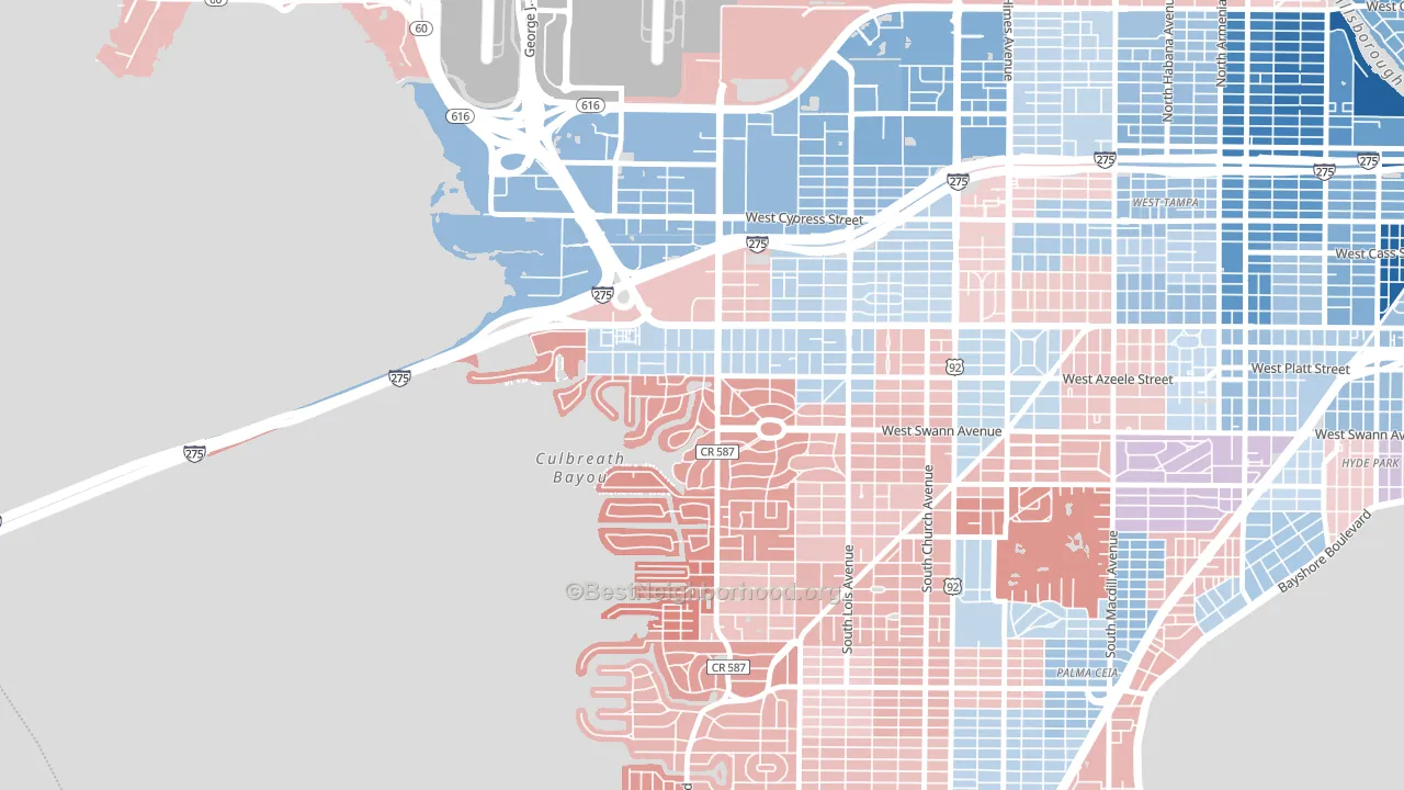 Beach Park, Tampa, FL block-group political-lean map
